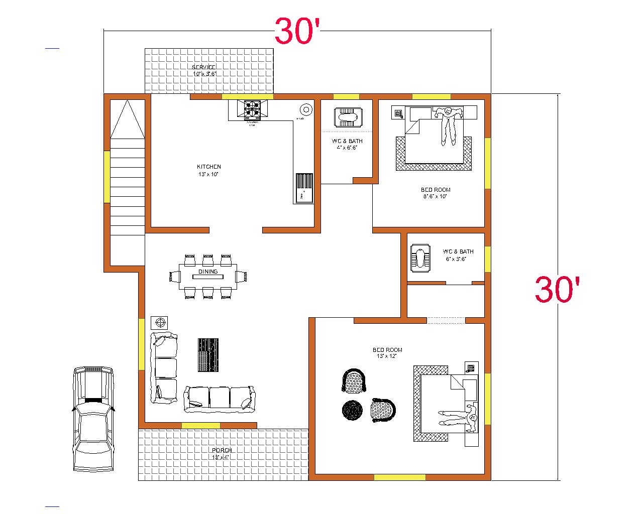 30′ x 30′ घर का नक्शा पूरी जानकारी II 30 x 30 house design complete