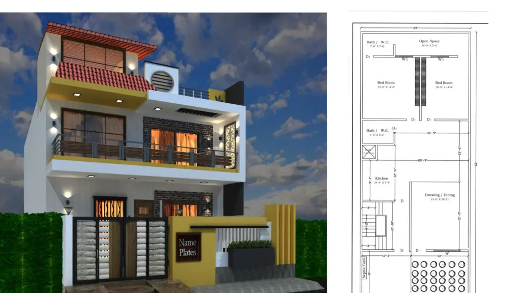 25′ x 50′ house plan design