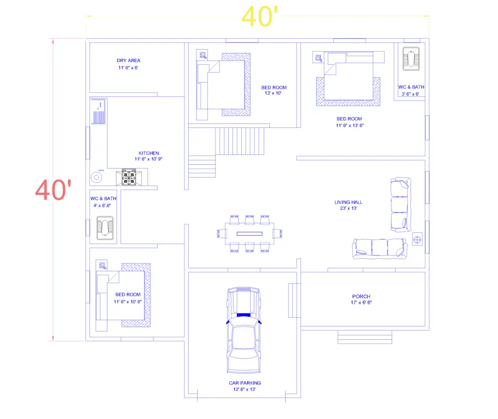 40 x 40 house plan design