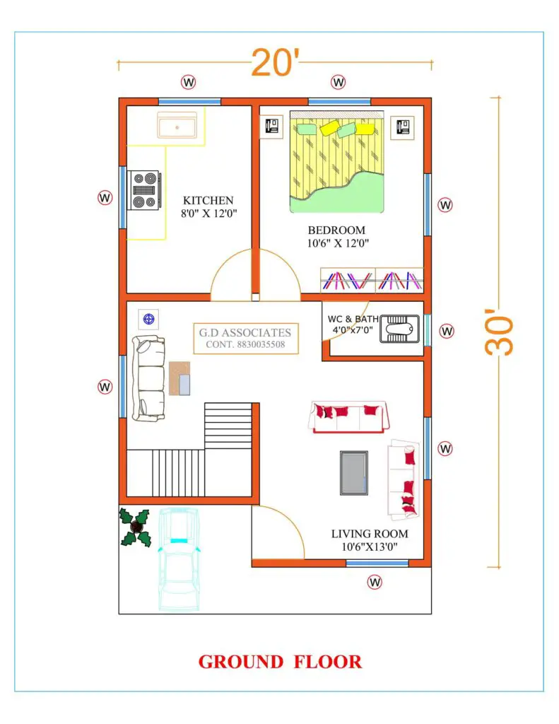 20x30 600 sq.ft house plan