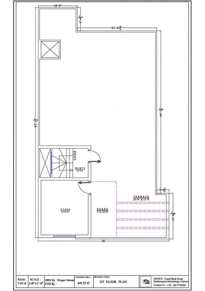 Terrace floor plan- 36′ x 72′