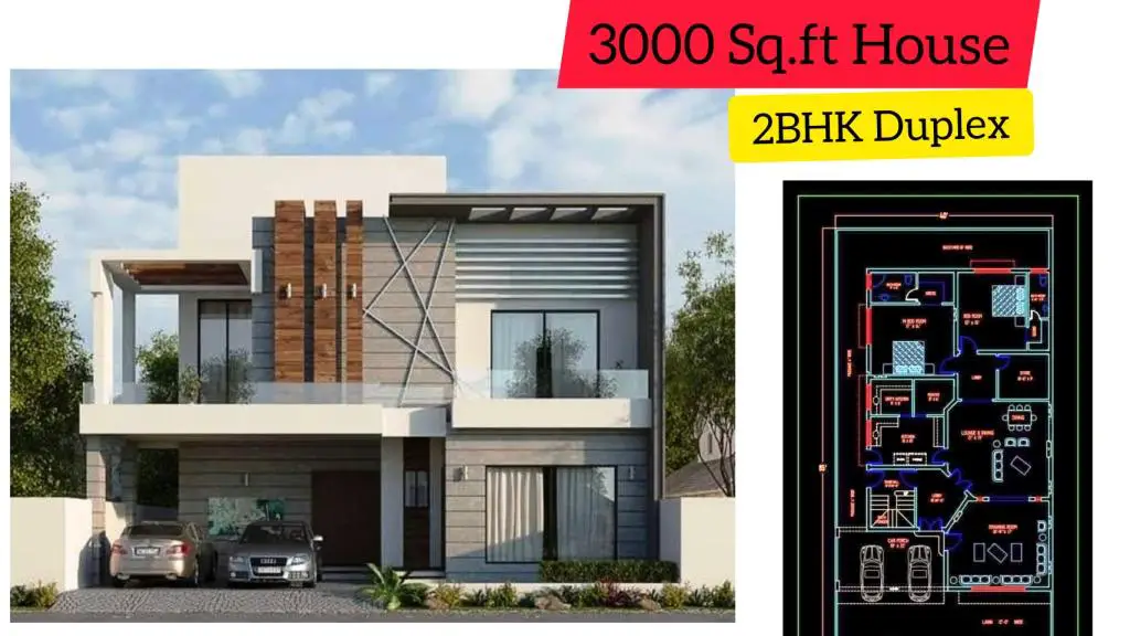 3000 SqFt House Design में 2BHK Duplex घर का नक्शा पूरी जानकारी II 40′ X 80′ House Design and Floor Plan.