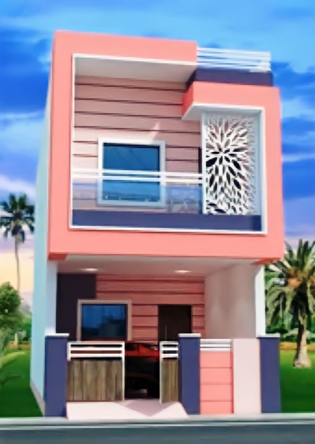 small-village-house-design-complete-details-ii-600-sq-ft-2bhk-car