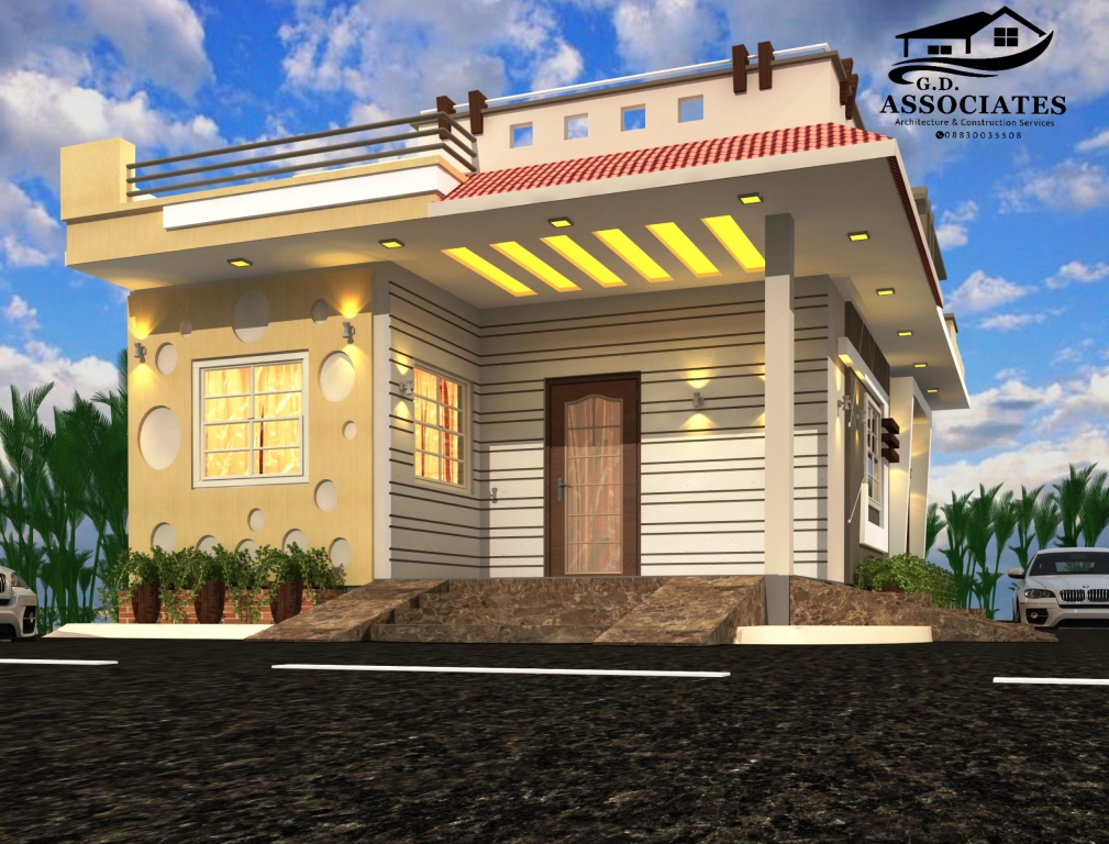 1000 sq ft house plans 2bhk Indian style front view