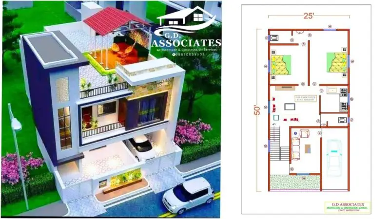 1250 Sqft 5 bedroom house with floor plan and best elevation