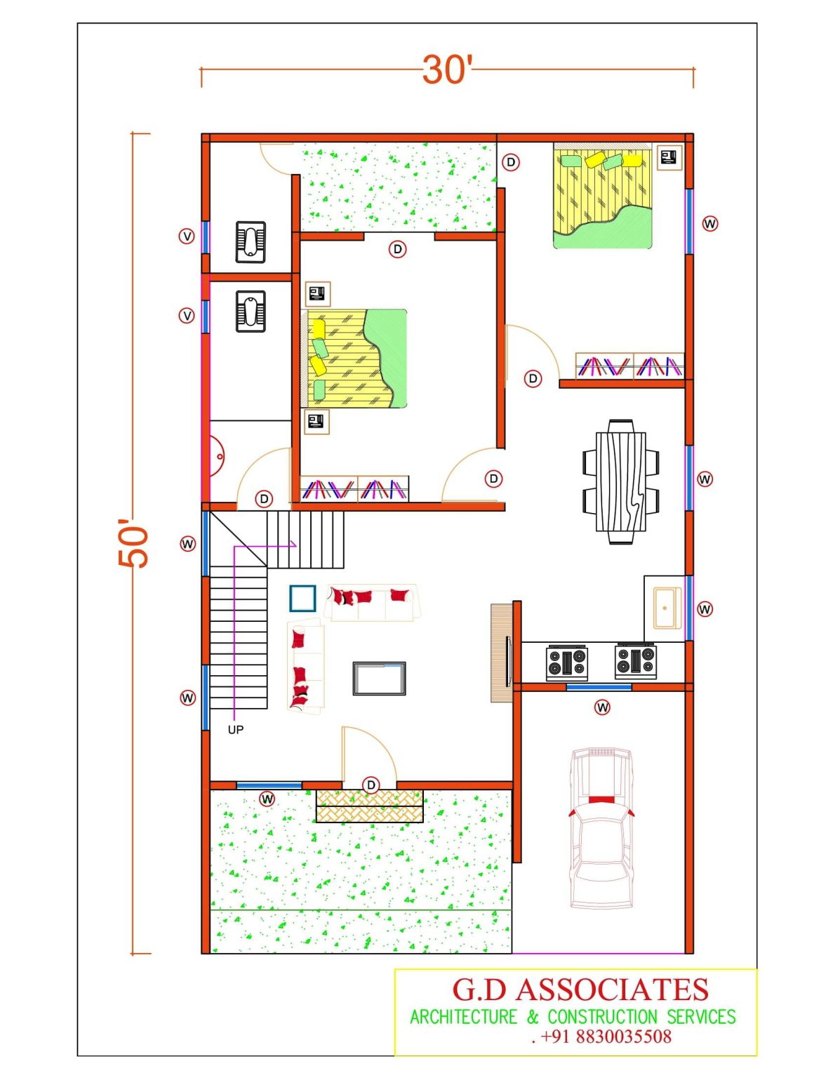 Bhk Sq Ft House Plans With Beautiful D Elevation G D Associates Architectural Consultancy