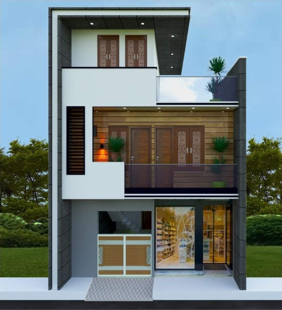 3bhk house plan with elevation design