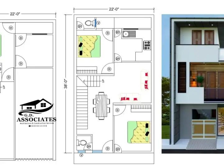 Elevation design of 3bhk best house plan with medical shop