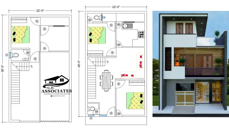 Elevation design of 3bhk best house plan with medical shop