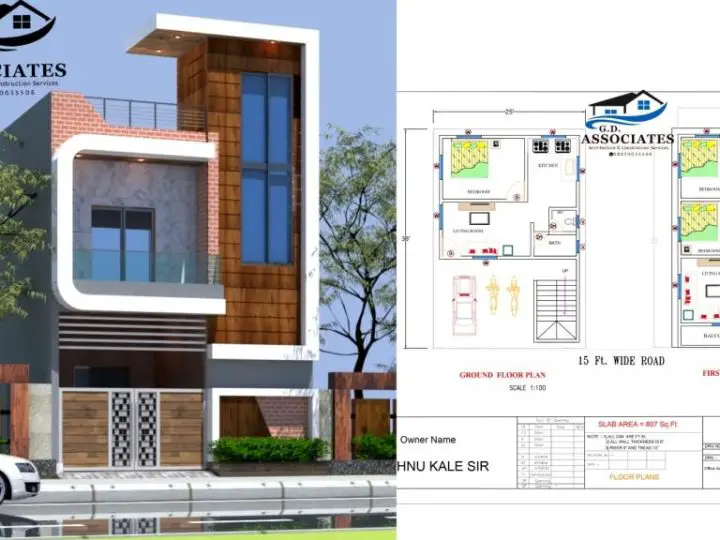 900 Sq. ft G+1 house 3 bedrooms with best front elevation design