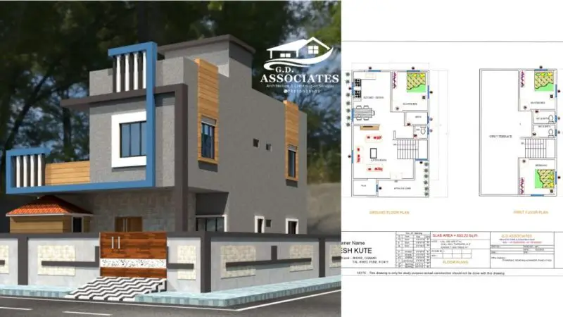 3BHK house plans under 1000 Sqft best G+1