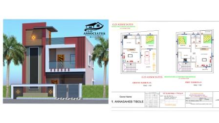 900 Sqft house plan G+1, 3 bedrooms with best front elevation design